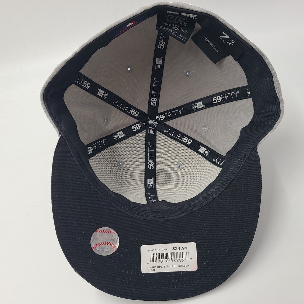 Philadelphia Phillies Hat Fitted 7 5/8 New Era 59Fifty Gray Black MLB Baseball - Picture 10 of 12
